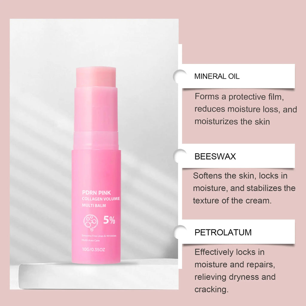 PDRN Pink Collagen Volume Multi Balm Stick Soothing Moisturizer Repair Face Cream Anti Aging Firming Skin For Eye Neck Forehead