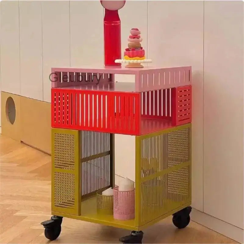 Multifunctional Metal Storage Cabinet with Wheels, Suitable for Bedroom, Living Room, Office, Modern Design Storage Cabinet