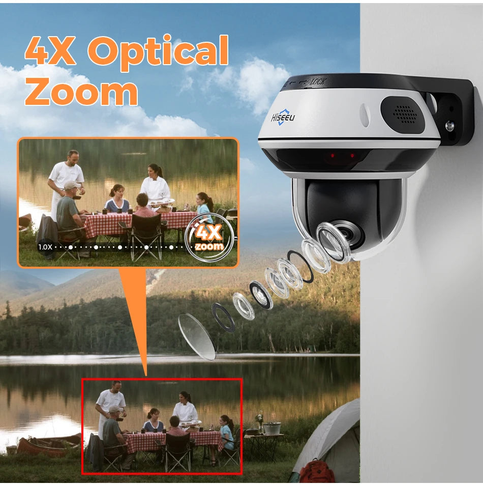 Hiseeu 6MP Vandalproof POE IP Audio Camera 4X Optical Zoom Outdoor Video CCTV Security Surveillance Dome Cameras Onvif H.265
