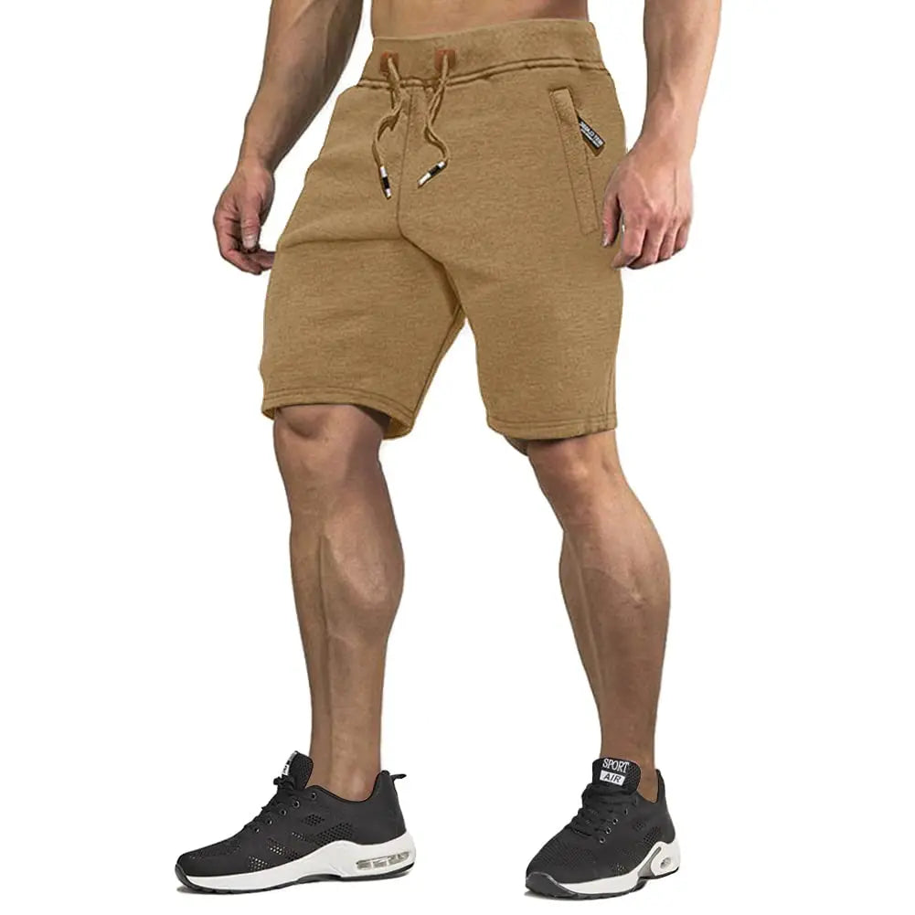 TACVASEN Summer Cotton Running Track Shorts Mens Casual Jogger Shorts Elastic Waist Athletic Workout Zipper Pockets Short Pants