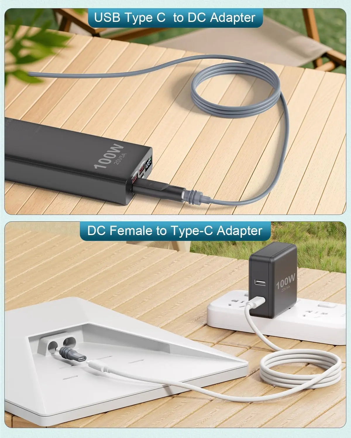 2PCS For Starlink Mini Female DC to USB C Male Power Cable Adapter Converter for Starlink Mini Power Cord for Outdoor Camping