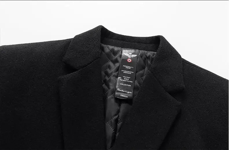 New Men Woolen Business Casual Trench Coats Man Long Jackets Winter Overcoats Male Cashmere Trench Coats Woolen Blends Coats 5XL