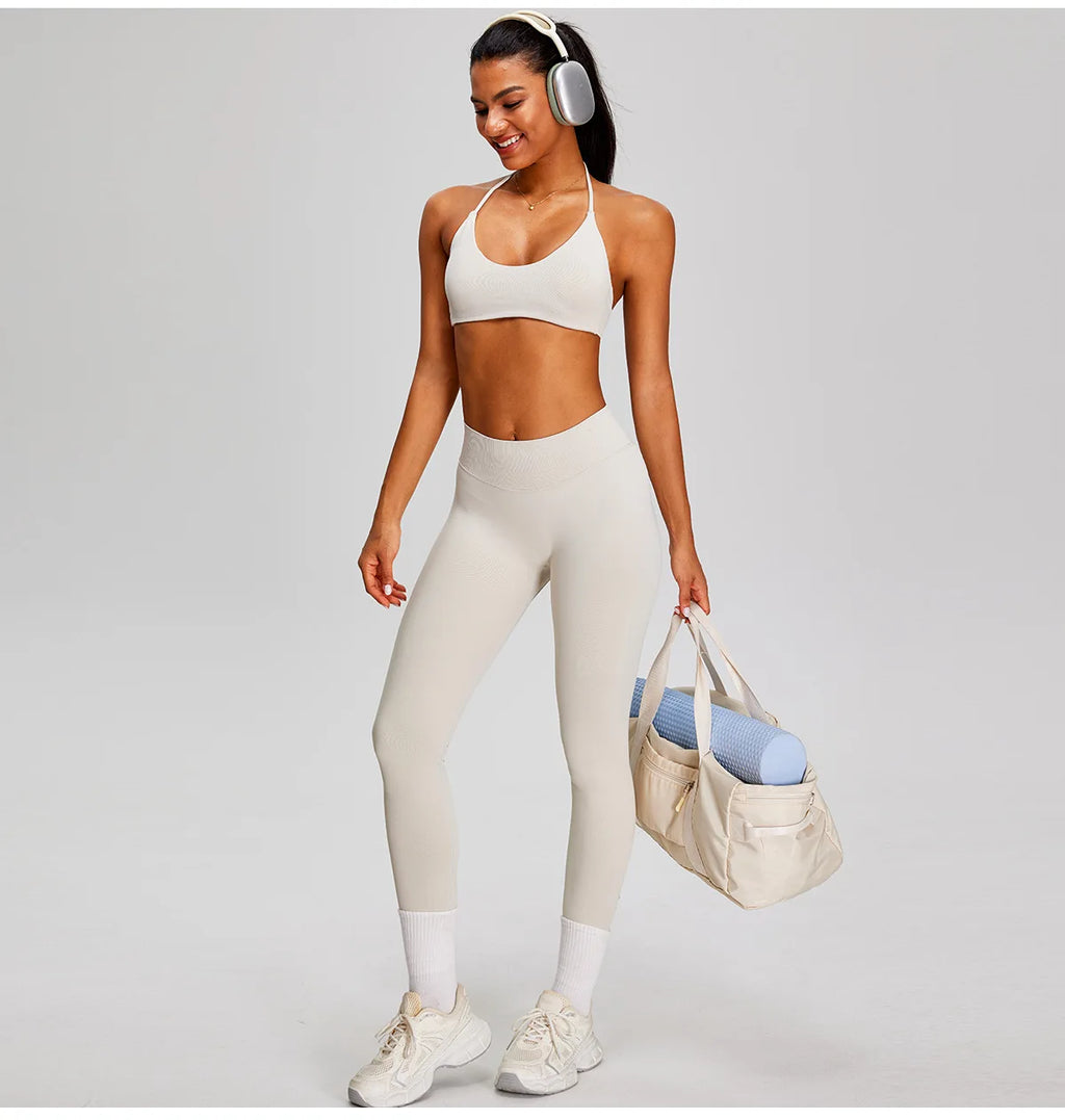 PMW Women Seamless Yoga Set Outdoor Cycling Running Sports Set High Elasticity Lifting Buttocks Quick-Drying Yoga Clothes