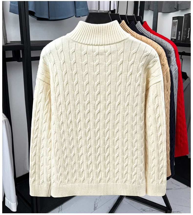 High end luxury brand zipper sweater men's designer new fashion classic Paul Pony embroidery winter warm plush knitted pullover