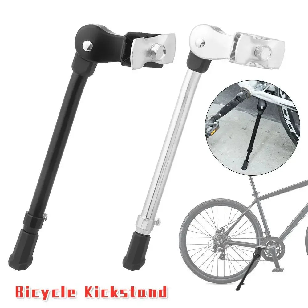 Adjustable Bike Kick Stand Heavy Duty Alloy Foot for Mountain Sports Bicycle Prop Black/Silver