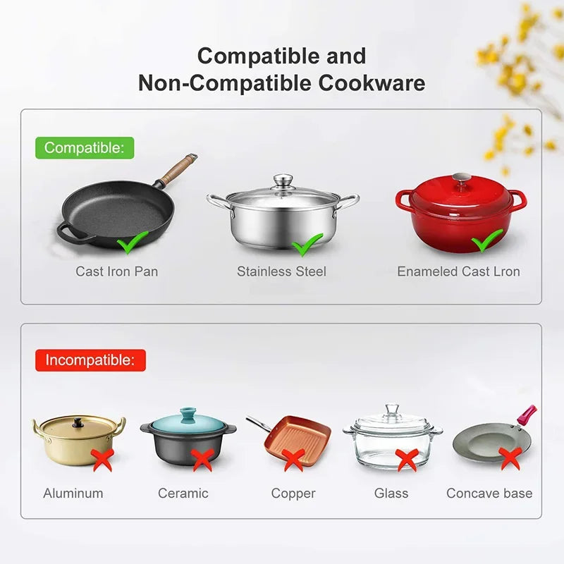 110V 220V Electric Induction Cooker, 10 Gear Touch Control Black Crystal Panel Timing Hotpot Stove