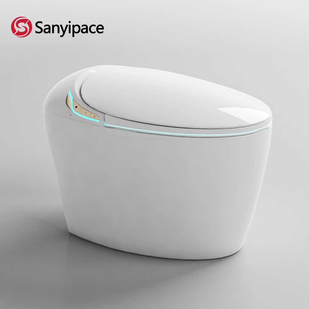 Sanyipace Oval Smart Toilet Spa Bidet Instant Hot Water Rear Feminine Wash Self-cleaning 110V GFCI Full Safety Protection Toilet