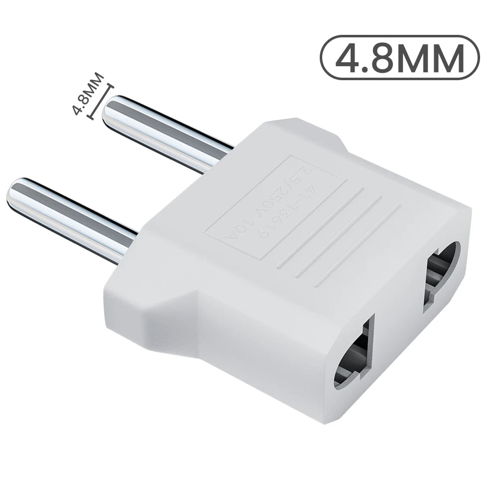 Electrical Socket Plug Adapter US to EU Converter Plug Power Travel Adapter American China KR To Europe Plug Adapter 4.8mm/4.0mm
