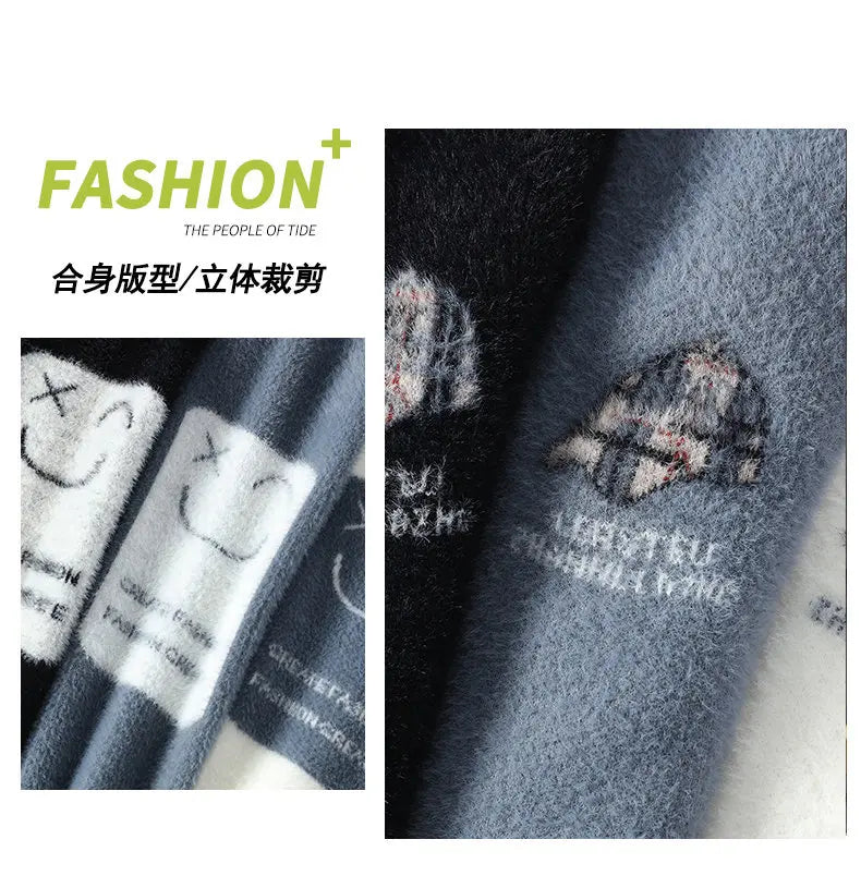 Men's Kintted Long Sleeved Sweater Men Solid Color Sweater Autumn/winter Soft Warm Comfortable Tops Thick Warm Wool Pullovers