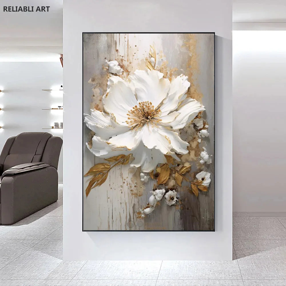 Modern Light Luxury Living Room Decor, Abstract Flower Art Posters,Home Decoration, Prints Canvas Wall Picture,Unframed