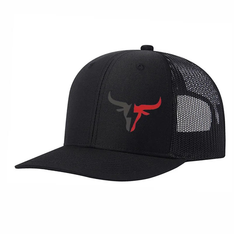 Breathable Adjustable Bull Head Print Baseball Cap - Lightweight Sun Hat for Outdoor Sports, Mesh Design，Perfect for Casual Wear