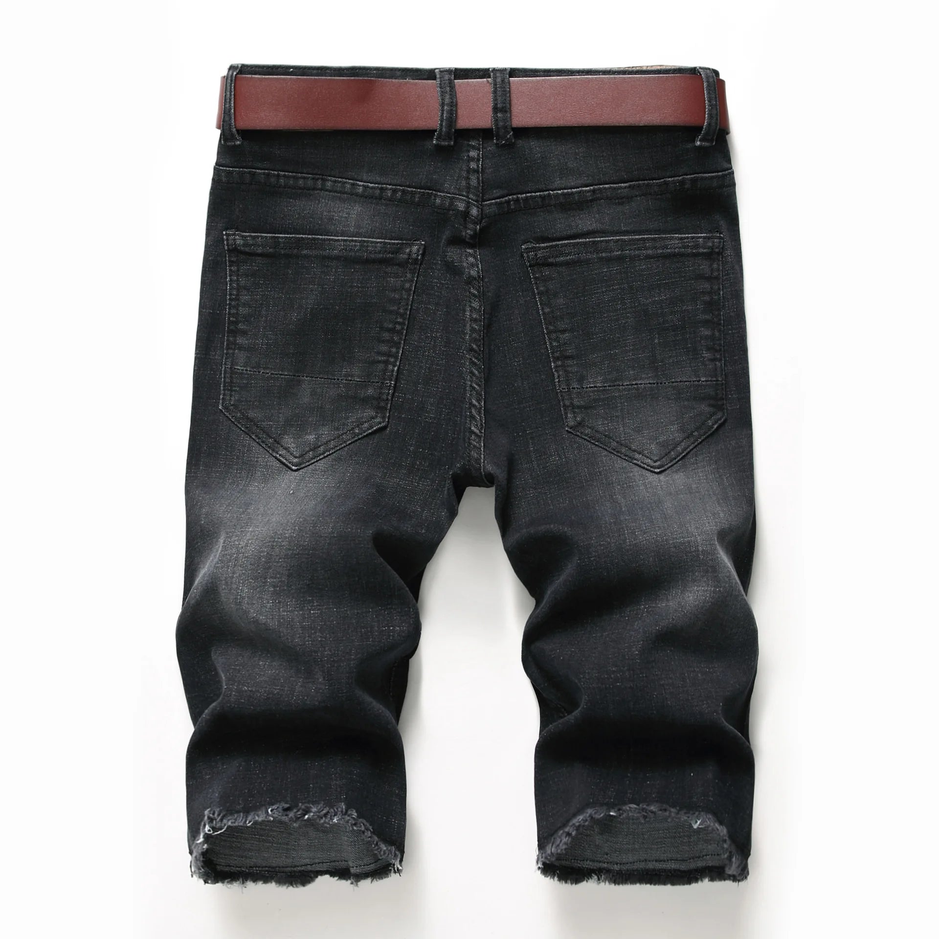 2026 New Denim Shorts for Men Fashion Casual Stretch Straight Short Jeans Men Summer Trend Holes Slim Fit Cowboy Short Trousers