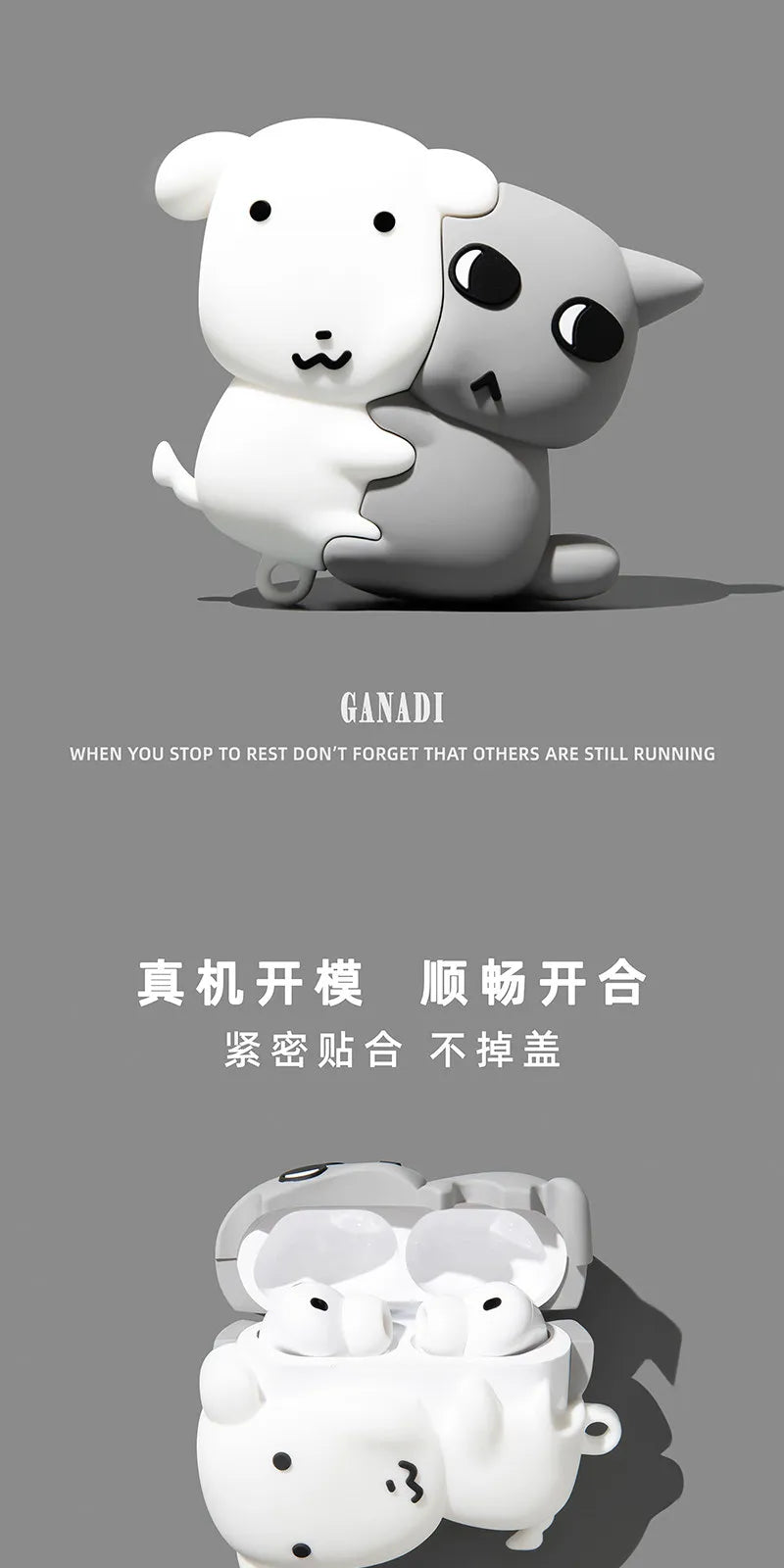 For Airpods 3 4 5 Pro Pro 2 Pro 3 Cute Hugging Dog Cat Silicone Earphone Case Cover