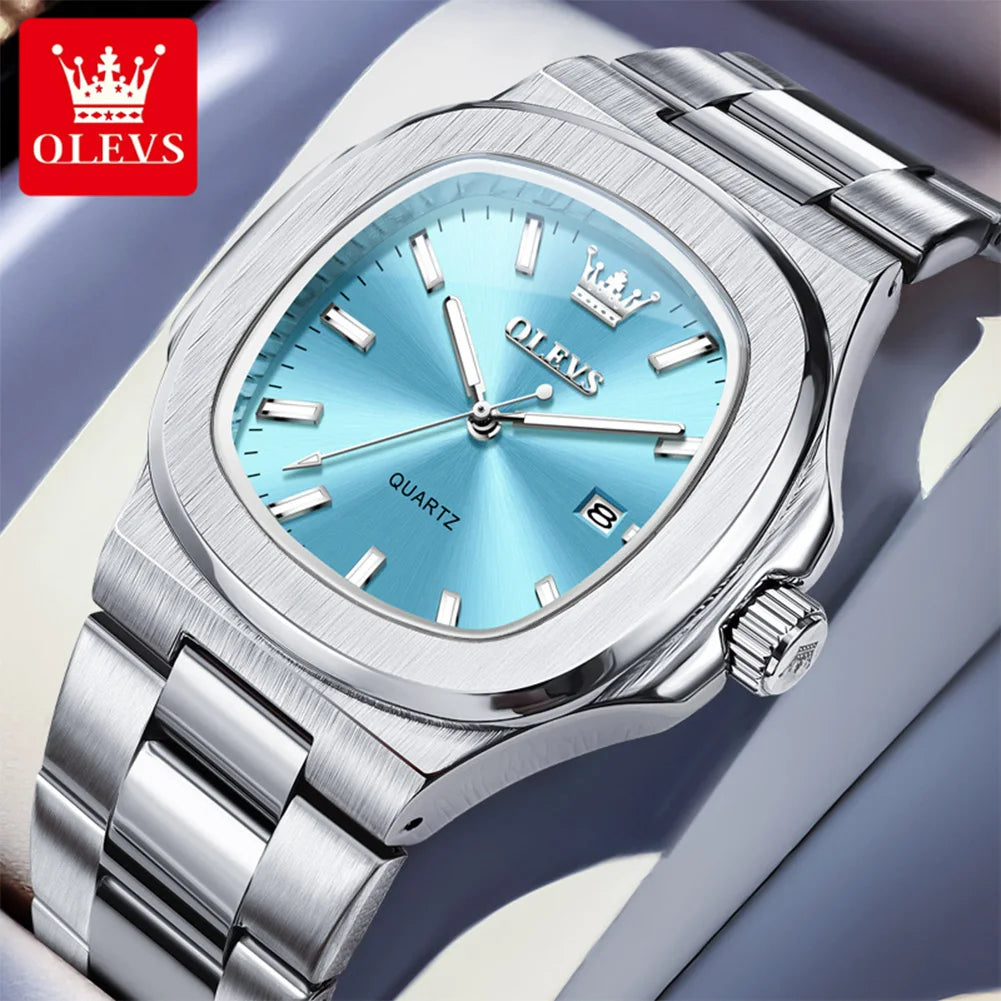 OLEVS Men Watch 3696 Fashion Trend Original Watch Luxury Square Calendar Waterproof Luminous Simple Business Men Quartz Watch