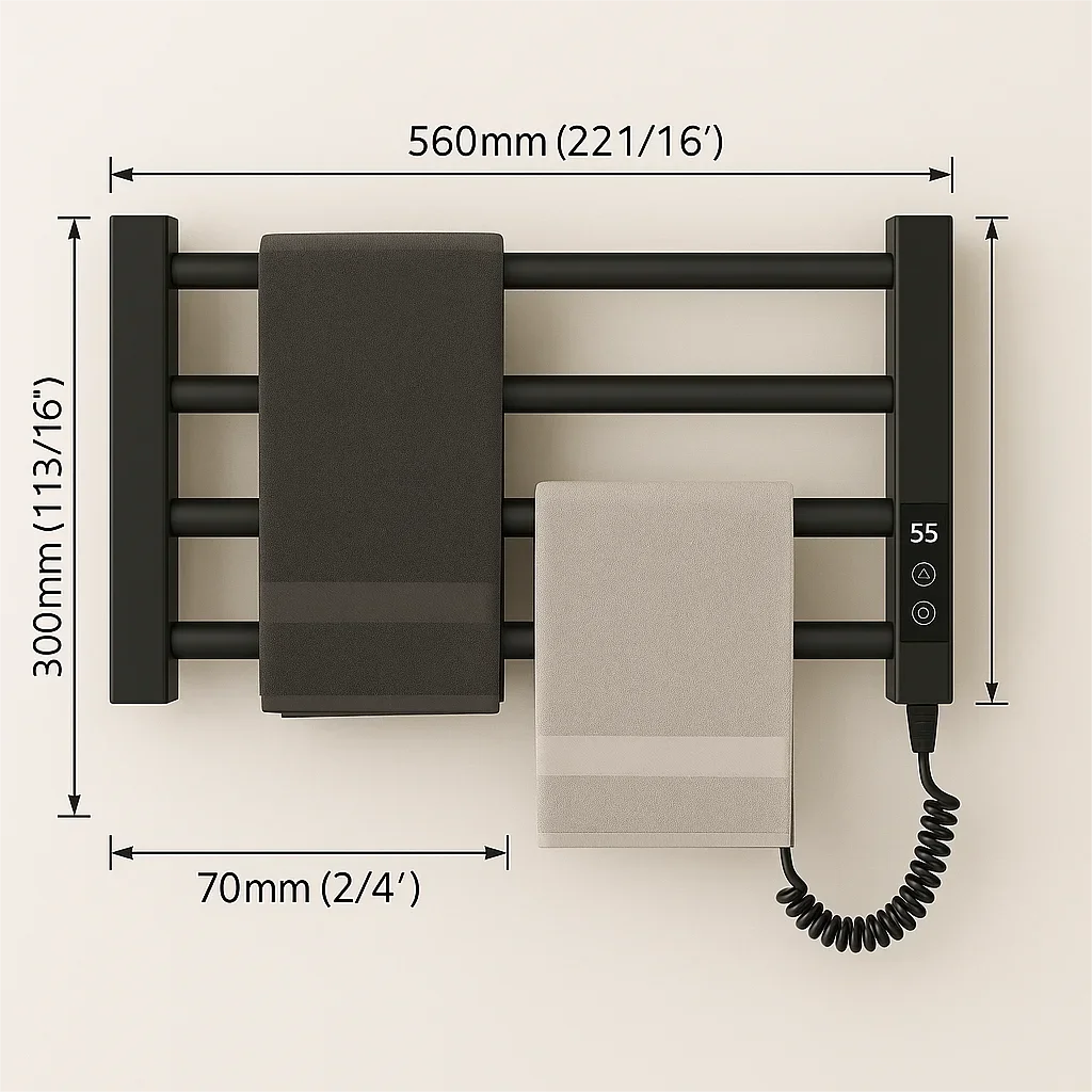 Mini Electric Towel Warmer Black Spa Dryer with Rail Machine Stand Steel Bathroom Accessory for Home Use Wet Heated Hanger