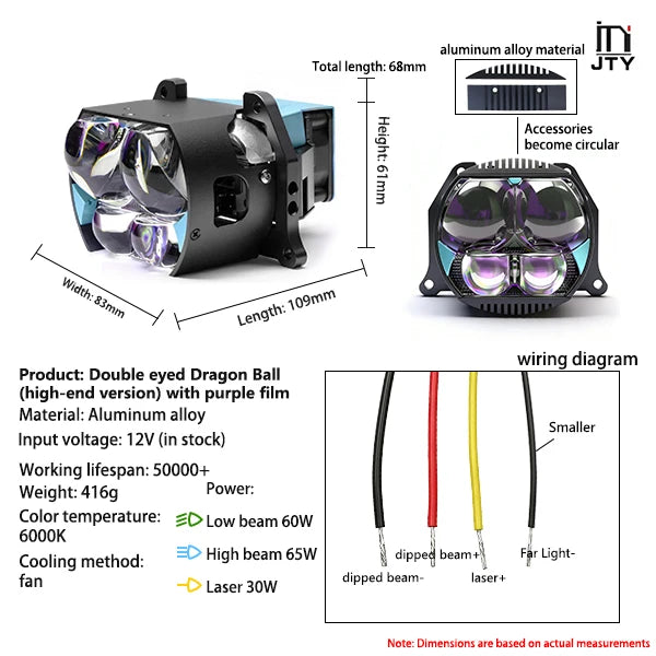 YINDING100W 3.0-inch LED five lens car light 6000K, motorcycle off-road LED light, modified car parts car LED headlights