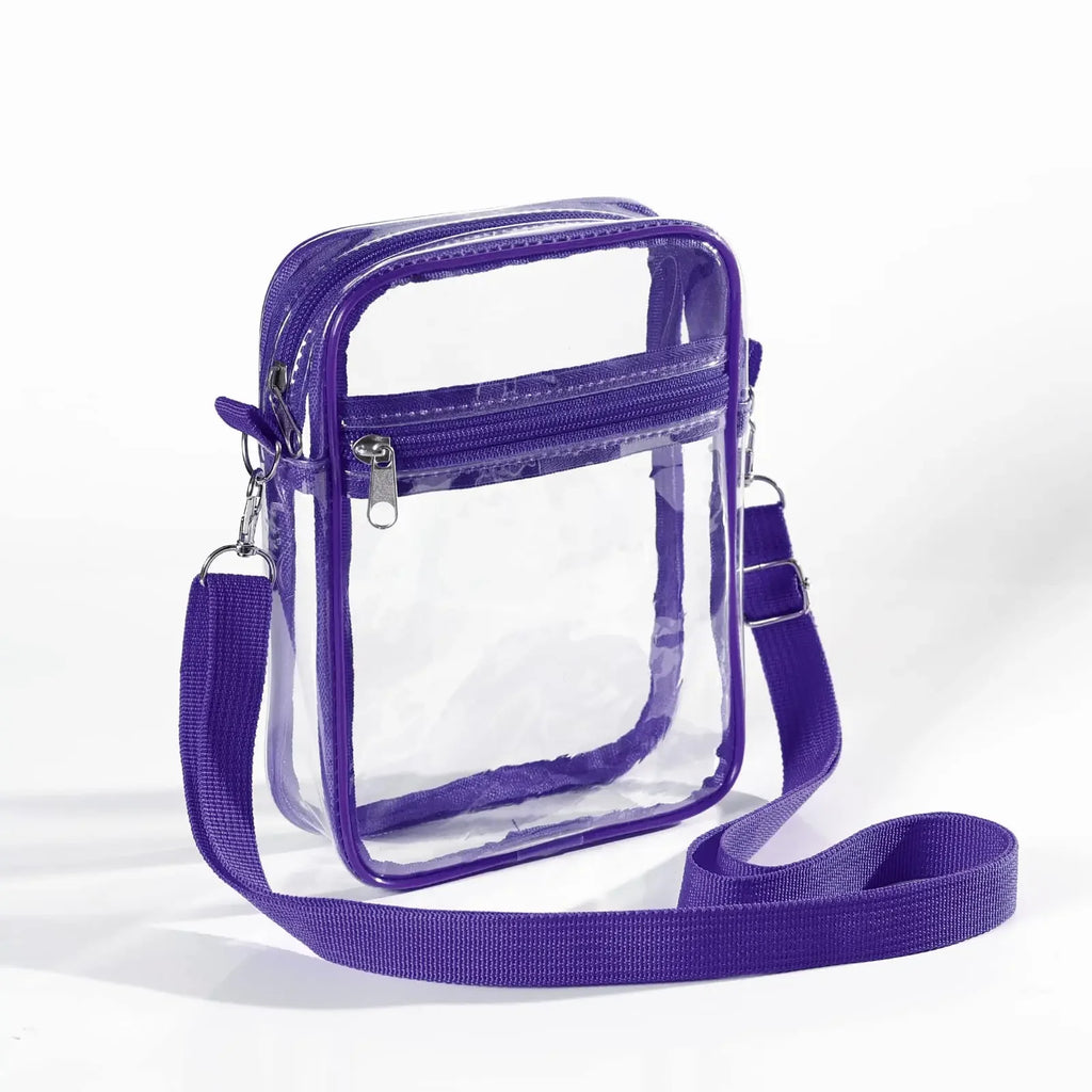 Women Clear Shoulder Bag Stadium Approved PVC Concert Transparent Purse Simple Crossbody Bag With Front Pocket Casual Handbag