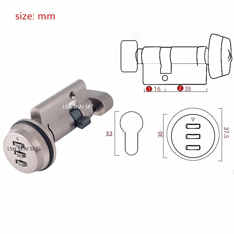 1Pc Digital Password Intelligent Keyless Lock Core Zinc Alloy Bedroom Door Lock Home Hardware Safety Anti-theft Door Accessories