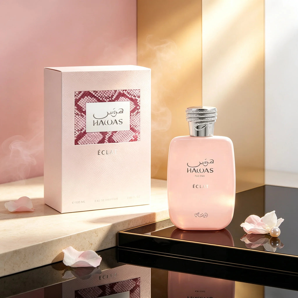 Rasasi Hawas Éclat for Her Eau de Parfum 100ML, Fresh Floral Sensual Scent for Women, Elegant Bottle, Ideal for Gifting