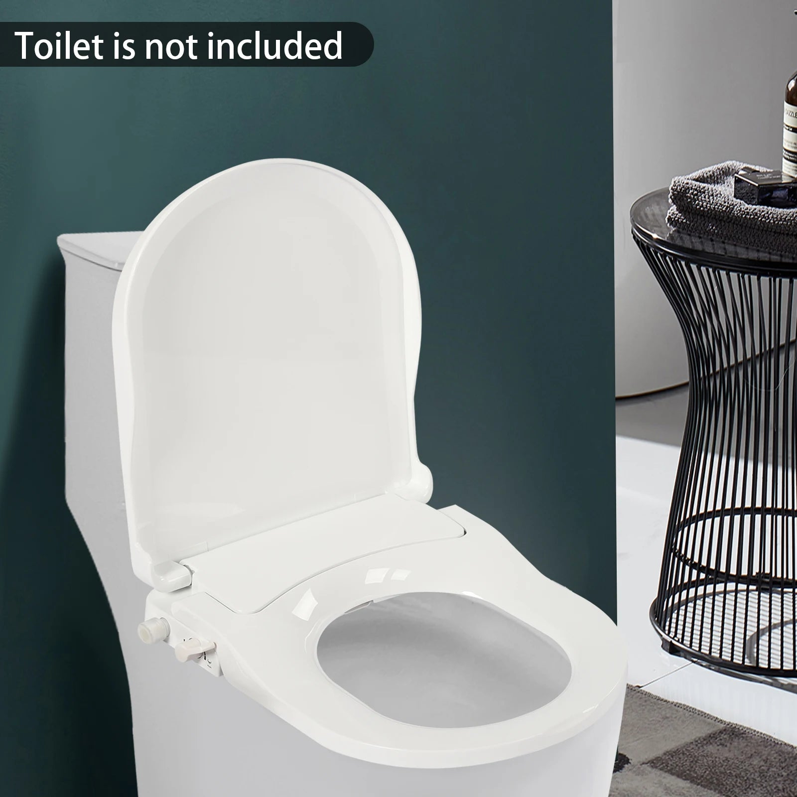 Non-Electric Bidet Toilet Seat Toilet Bidet Lid Fits Elongated Toilets, Dual Nozzle D-shaped with Cleaner Flush Hose