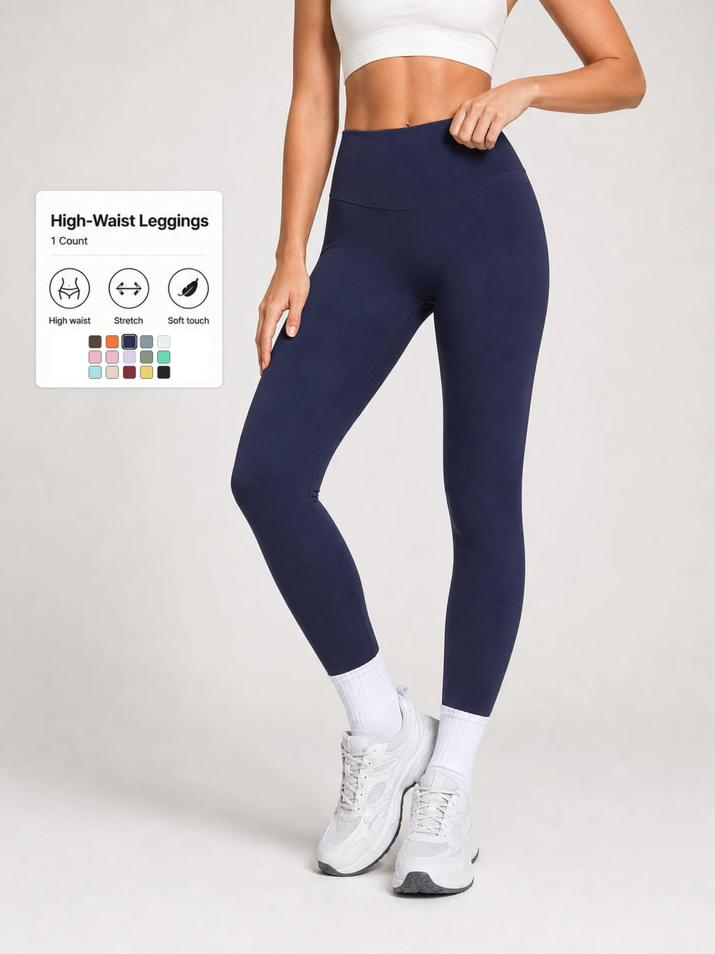 Women High Waist Yoga Pants Soft Stretch Leggings Tummy Control Fitness Gym Running Workout Sports Trousers