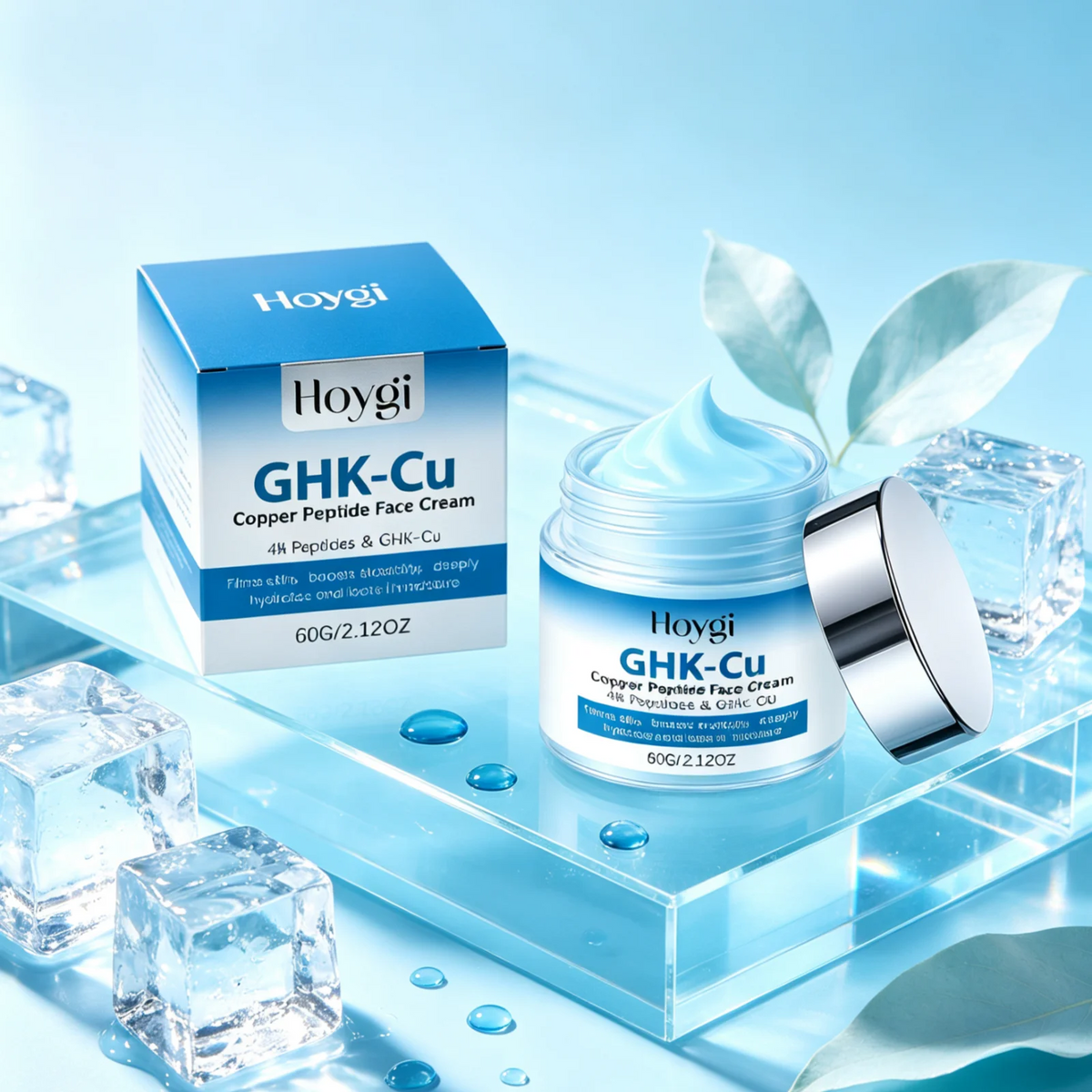 Hoygi Copper Peptide Face Cream Deep Hydration Firming Skin Plump Younger Looking Skin Tightening Anti Aging Facial Moisturizer