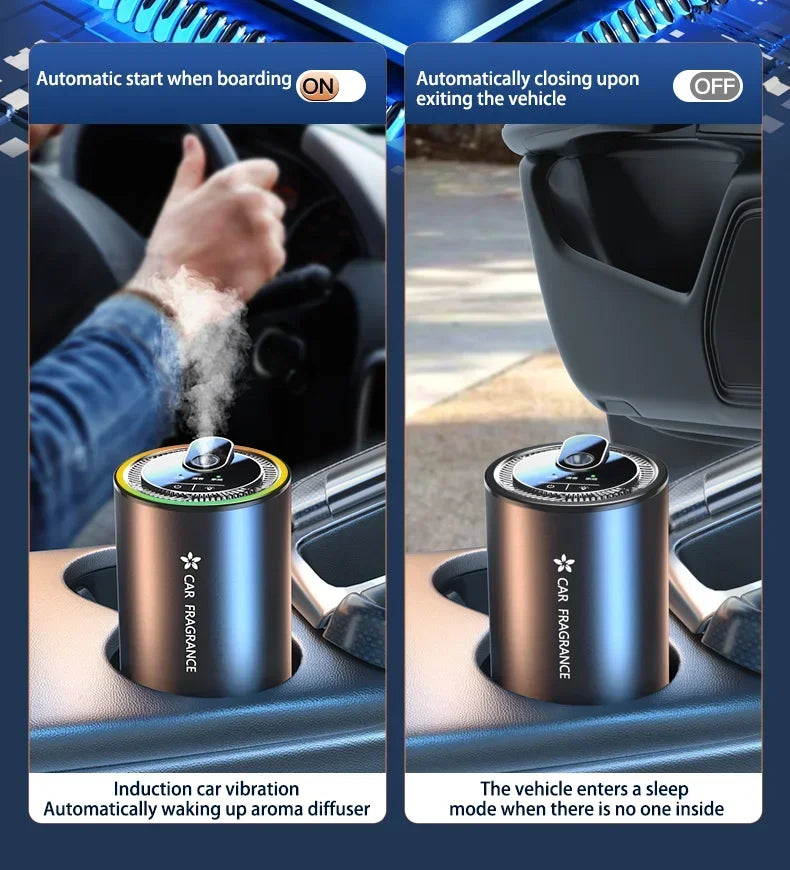 1000mAh Car Air Freshener USB Rechargeable Fragrance Diffuser LED Light Smell Distributor Aromatherapy Scent Air Refresher