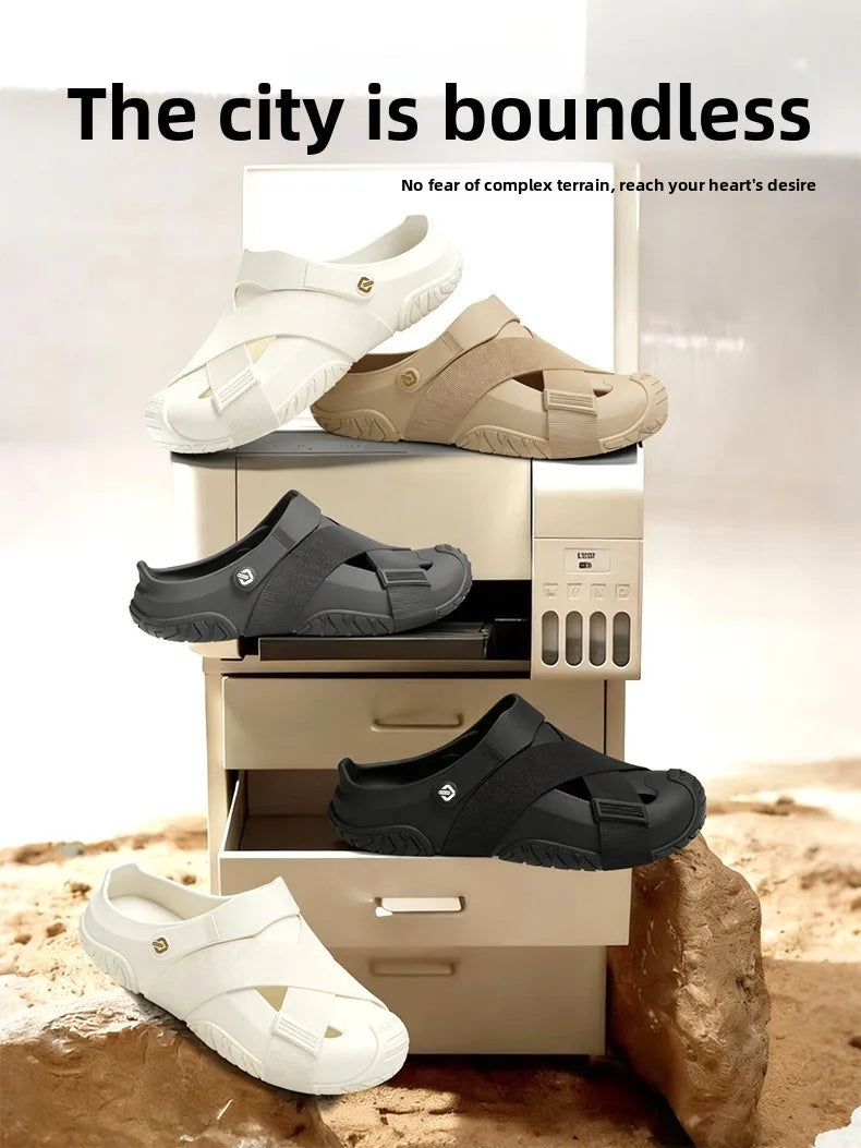 Summer Barefoot Sandals for Men and Women Thick Bottom Anti Slip Fashion Beach Shoes Travel Vacation Leisure Breathable Slippers