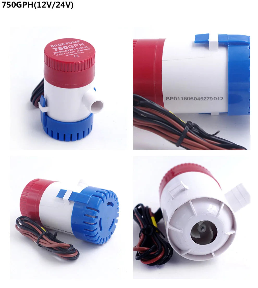 Hot 12V Vacuum Water Pump Submersible Marine Boat Bilge Pump 1100GPH Water Pump Used In Boat Seaplane Motor Homes Houseboat