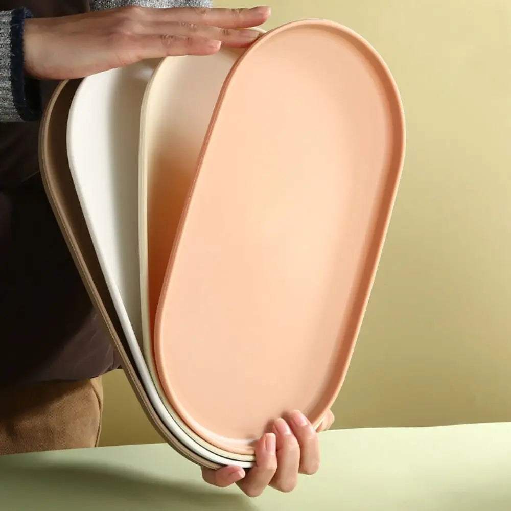 Kitchen Organizer Plastic Dessert Tray Stackable Oval Serving Tray Multi-Function Creative Dish Plate Home