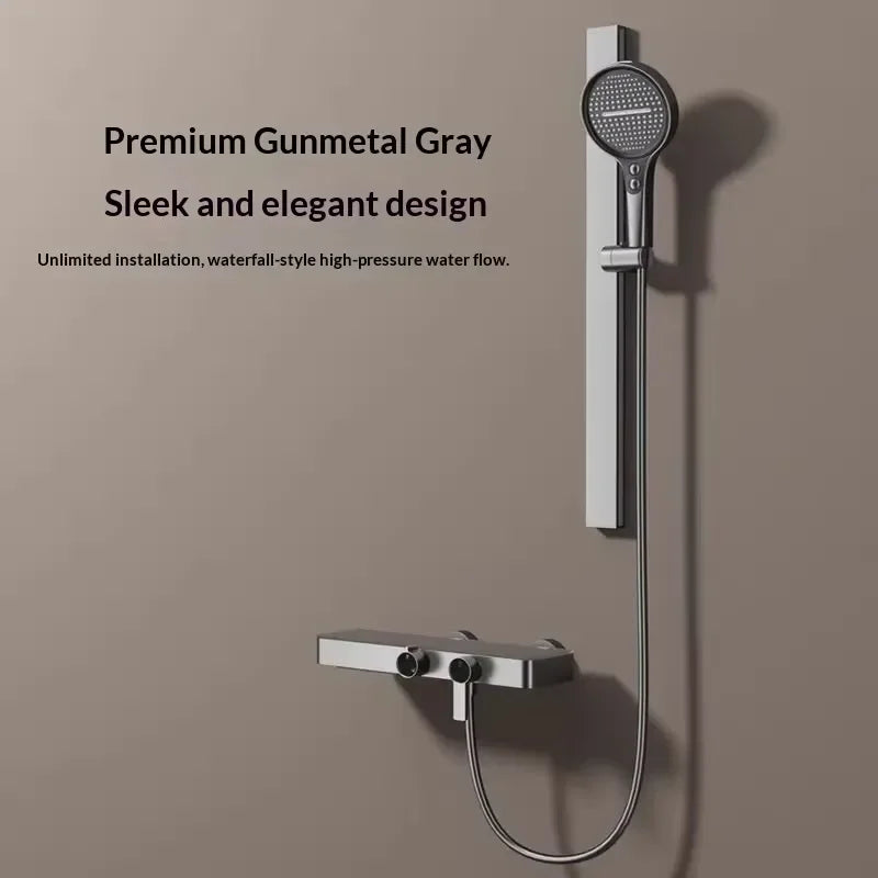 High-end Light Large Storage Shower Set Household Bathroom Rainfall Waterfall Pressurized Wall Mount with Massage