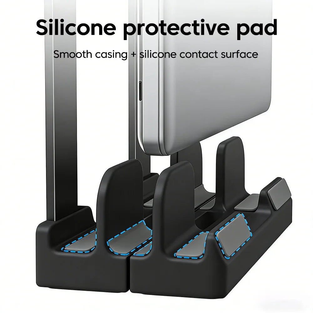 Laptop Vertical Dual-use Storage Stand Adjustable Laptop Stand With Silicone Protective Pad Holder For Laptop Tablet Smartphone