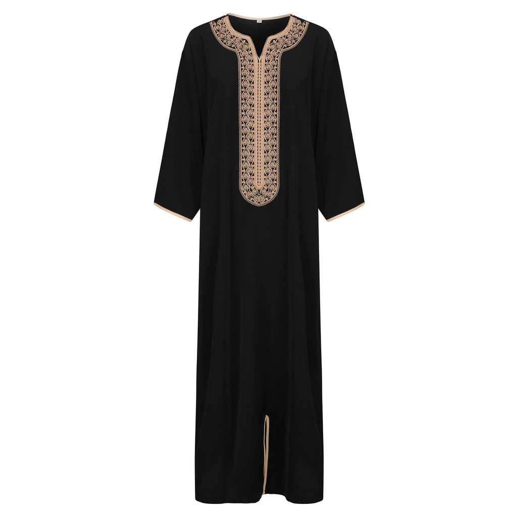 Islam Kaftan Muslim Men Clothing Moroccan Caftan Hand Embroidered Loose and Breathable Djellaba Abaya Thobe for Men Summer 2024