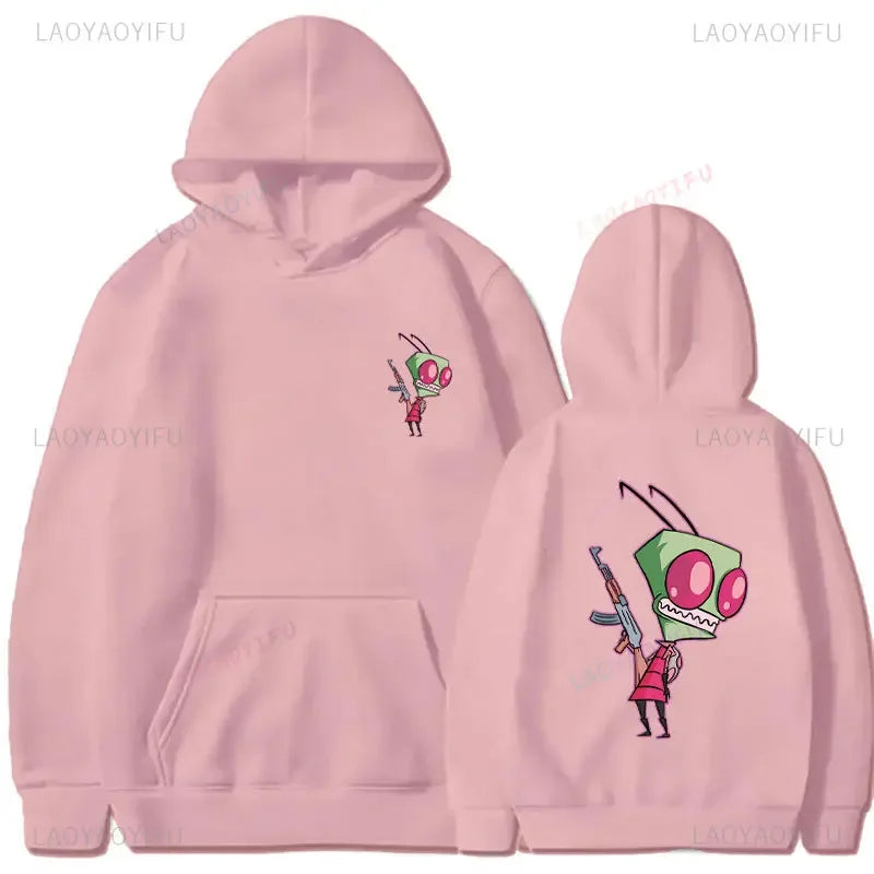Happy Gir Classic Hip Hop Cool Thermal Hoodie Invader Zim Gaz Membrane Animated Leisure Tracksuit Autumn and Winter Fleeces