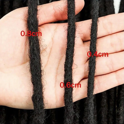 0.6 Cm Real Human Hair Dreadlock Extensions 4-18 Inch 10/40/70 Strands Full Handmade Locs Soft Natural Bulk Hair for Men Women