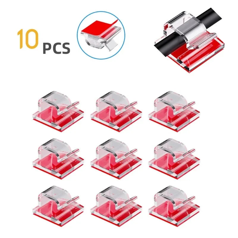 10/20/50PCS Cable Organizer Clips Wire Winder Holder Earphone Mouse Cord Clip Protector USB Cable Management Clips Wire Manager