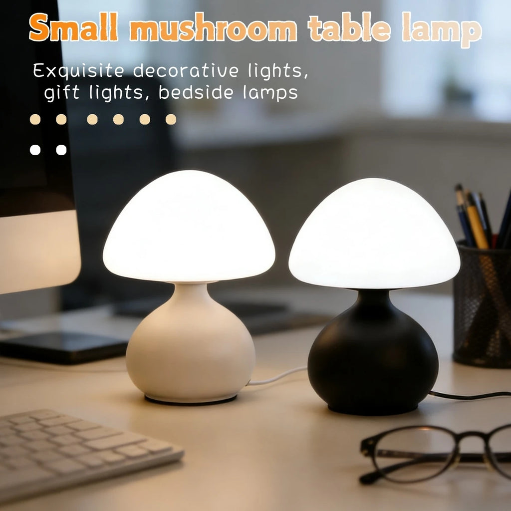 USB Powered Mushroom Table Lamp, Ambient Light, Bedroom Modern Simple and Atmospheric Table Lamp, Small Night Light, Decorative