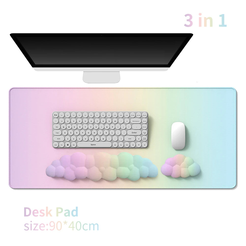 Cloud Gradient Gaming Keyboard Pad Wrist Pad Cloud Wrist Pad Mouse Pad Ergonomic Laika Foam Memory Non-Slip Support Office