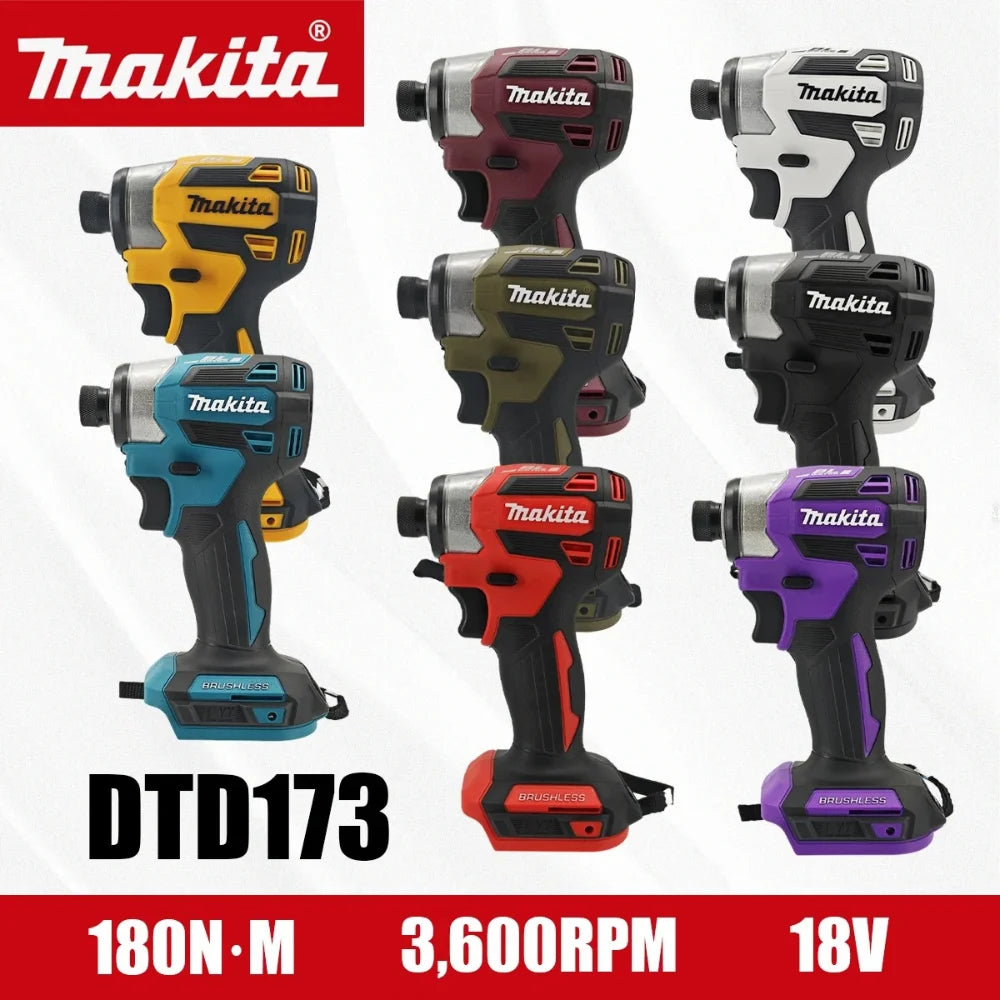 Makita 18V DTD173 Brushless Electric Drill 180Nm Cordless Impact Driver for Home Improvement And DIY Wood/Bolt/T-Mode Power Tool
