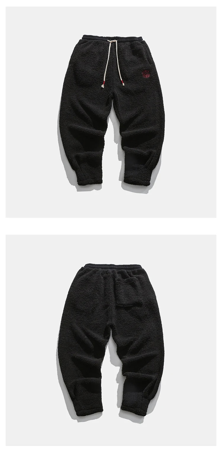 Winter Warm Thicken Sweatpants Men Fashion Joggers Elastic Waist Drawstring Casual Pants Male Brand Fleece Trousers