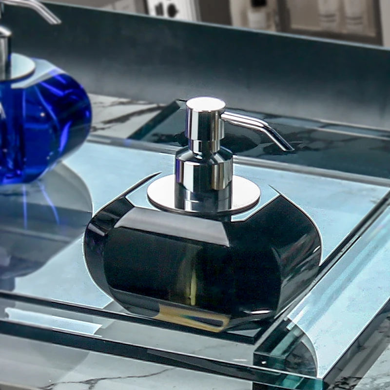 Crystal Glass Press Lotion Bottle Soap Dispenser Hand Sanitizer Dispensing Bottle Luxury Crystal Glass Lotion Bottle Bathroom
