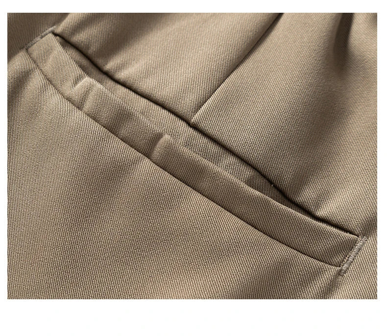 Spring Summer Smooth Casual Pants Men Business Elastic Waist Black Grey Khaki Suit Trousers Male Work Office Plus Size S-5XL