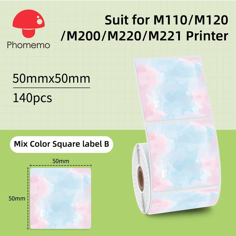 Label Sticker for Phomemo M110 M220 M221 M120 Mini Portable Printer 20-50mm Thermal Label Printer Stickers Pocket Labeling Maker