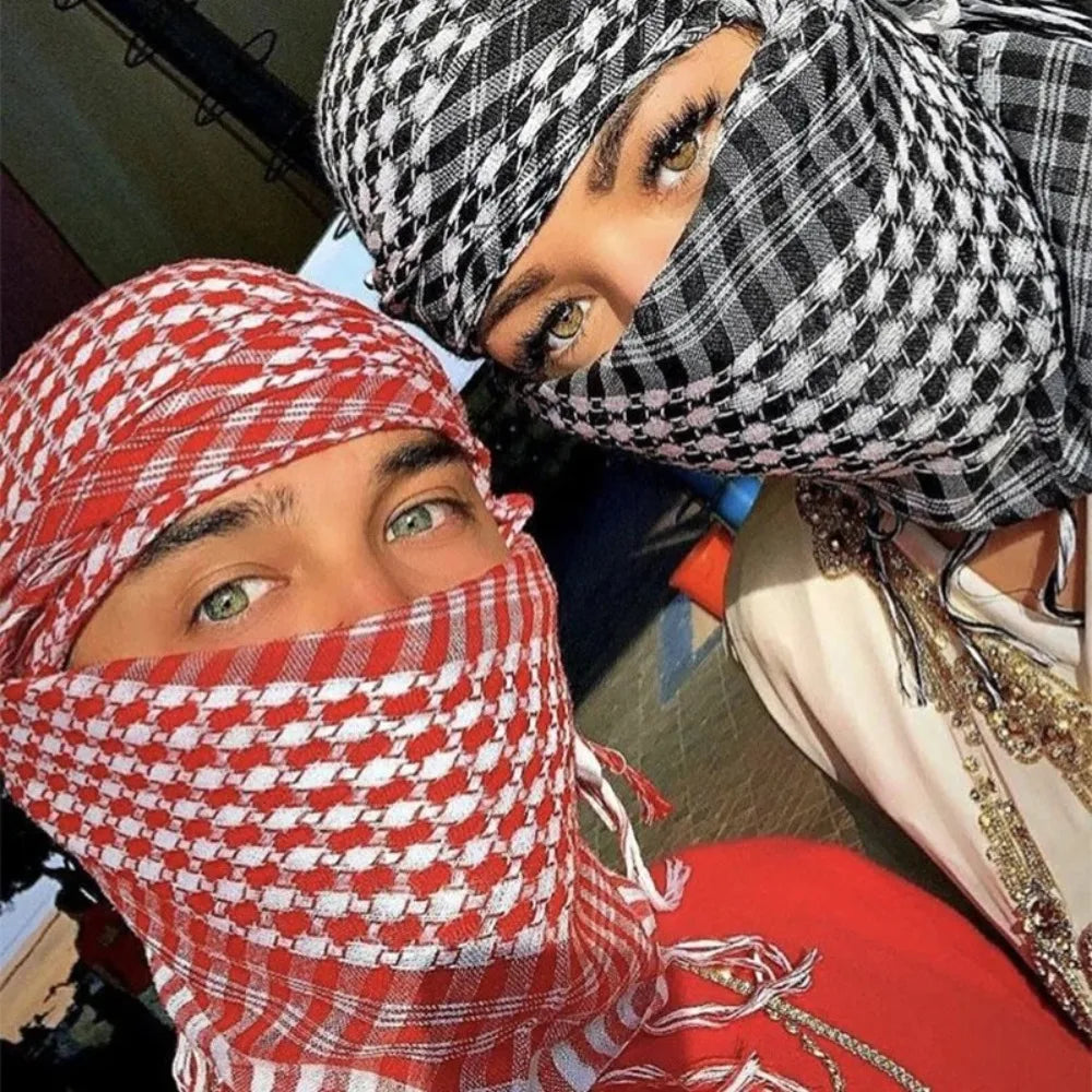New Large Arab Shemagh Headscarf with Tassel Costume Head Neck Scarf Bandana Keffiyeh for Men Women