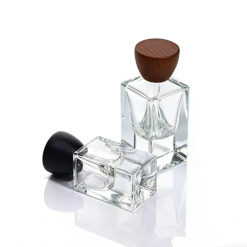 5pcs 30/50ml Premium Perfume Bottle Clear Square Glass Bottle Thickened Bottom Fine Mist Spray Bottle Crimp Nick Bayonet Bottle