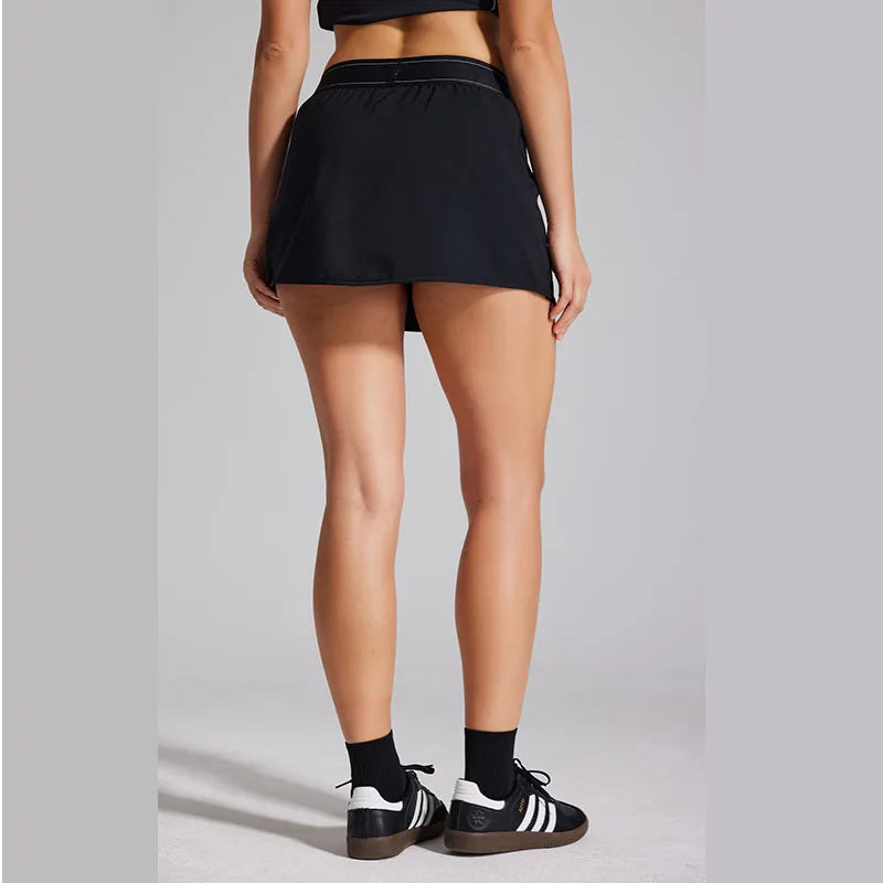 Women's Two Piece Sports Short Skirt Tennis Skirt High Waist Golf Skirt Running Yoga Skirt With Pockets Elegant Dresses