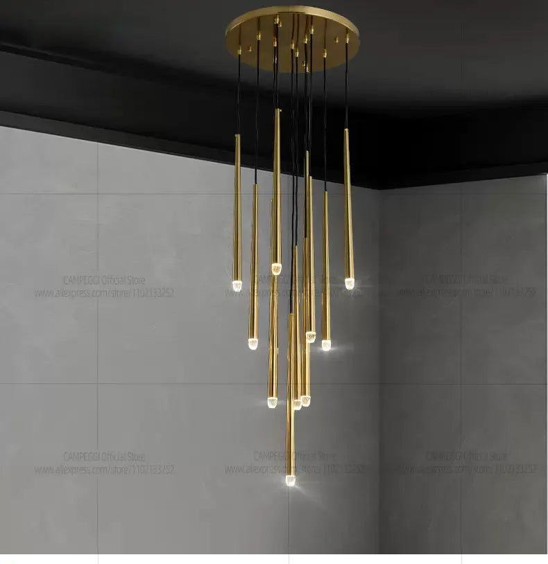 Modern LED Living Room Long Pendent Lamp Attic Light Indoor Lighting Villa Staircase Chandelier Dining Room Ceiling Lamp