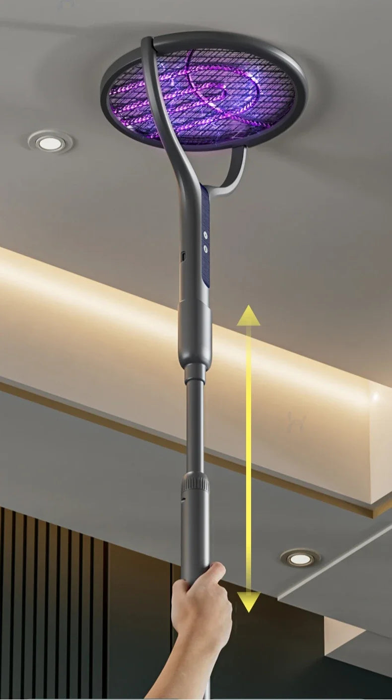 5‑in‑1 Fast‑Charging Mosquito Swatter Racket with Battery‑Powered Lamp, ABS Adjustable Handle for Outdoor Use