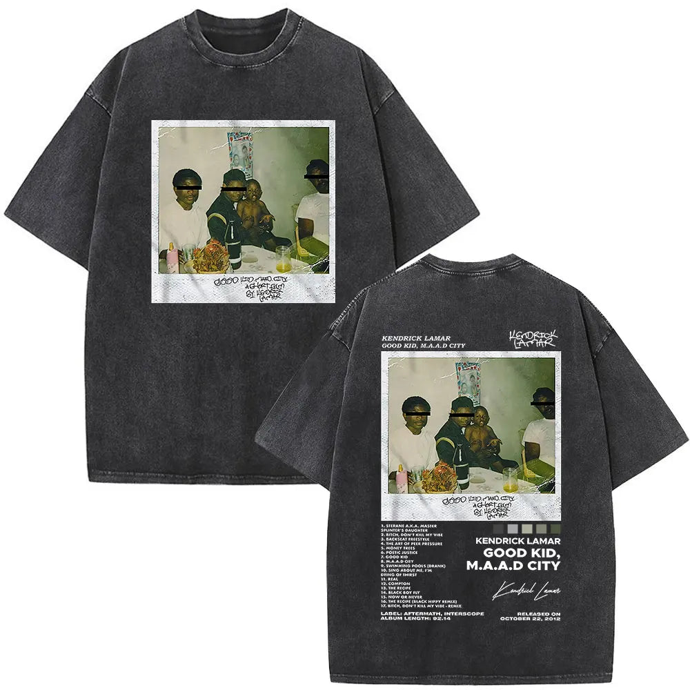 Kendrick Lamar To Pimp A Butterfly Graphic Vintage Washed T-shirts Men Fashion Hip Hop Retro Short Sleeve T Shirt Streetwear