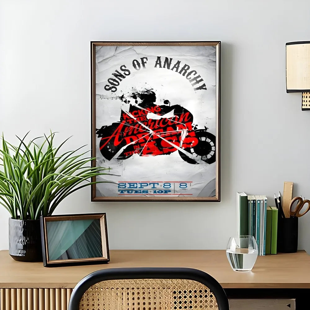 S-Sons Of A-Anarchy Crime Movie Poster Sticky Wall Art Printing Waterproof Home Living Bed Room Bar Hallway Aesthetic Decor